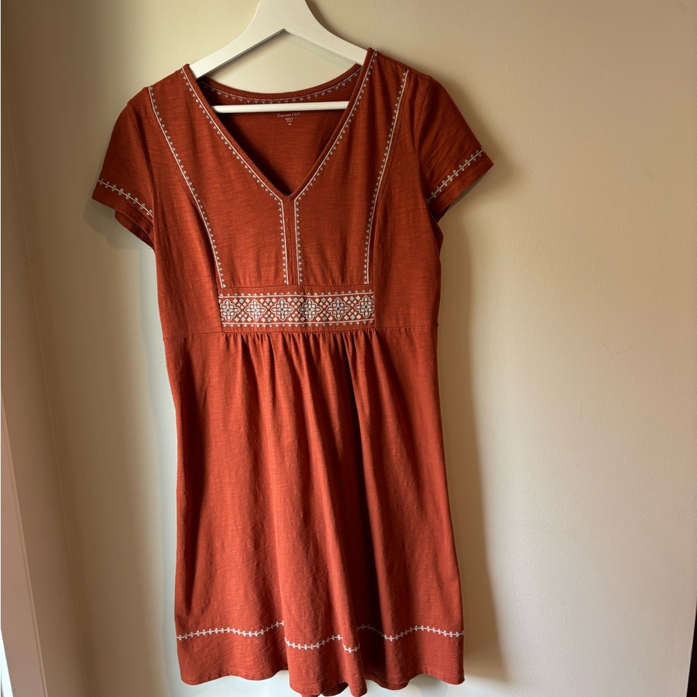 Garnet Hill Embroidered Terracotta Dress